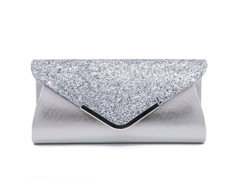 OUTNICE Womens Evening Clutch Bridal Prom Handbag shoulder bag Wedding Purse Party Bag - Silver