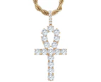 Iced Out Bling Ankh Pendant - Zirconia Cross rose gold - Rose Gold