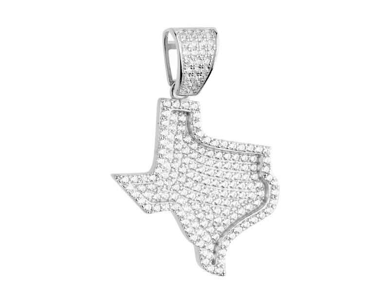 Premium Bling - 925 Sterling Silver Texas State Pendant - Silver