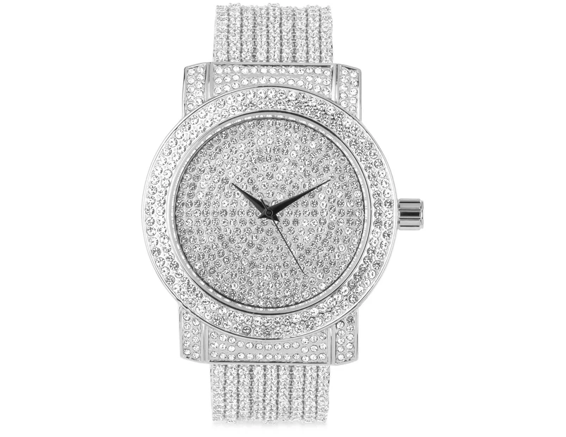 High Quality FULL ICED OUT CZ Watch - silver - Silver