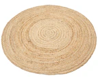 Handmade Round Jute Rug - Plain - Natural - 100x100