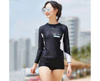 Catzon Women Surfing set Long Sleeve top and shorts Anti-UV DIVE&SAIL LS-18651F black