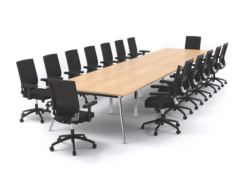 San Fran - Executive Boardroom Table Rectangle Chrome Legs [4800L x 1200W] - Maple