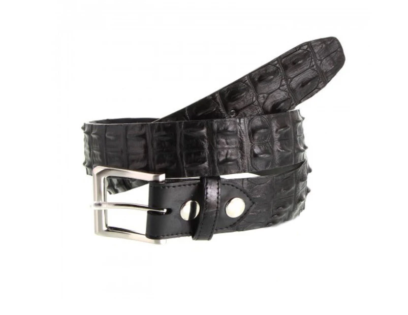 Genuine Crocodile Leather Belt - Black