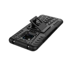 Huawei Mate 20 Pro Kickstand Case Armor Rugged Tire Texture Dual Layer Shockproof  Cover - Black