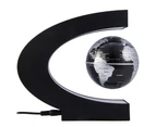 Creative C Shape Magnetic Levitation Floating Globe World Map with Colorful LED Light for Desk Decoration  - Black