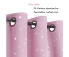 2x Blockout Curtains for Kids Room Eyelet Blackout Bedroom Curtains Draperies, 1 Pair, Glitter Twinkle Star Pattern, Pink