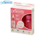 Dr Browns Bottle w/ Level 1 Teat Narrow Neck 120mL - 3 Pack Pink 