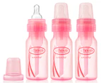 Dr Browns Bottle w/ Level 1 Teat Narrow Neck 120mL - 3 Pack Pink 