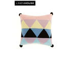 Linen House Madeleine Sorbet Soft Cotton Knit w/ Trimmed Pom-Poms Cotton Cushion - Multicolour