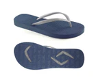 Interchangeable Women's Navy Slim Thongs with 2x Pairs of Additional Burgundy and Grey Straps with Boomerang Plugs