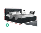 Artiss Gas Lift Bed Frame Queen Size Mattress Base With Storage Upholstered Fabric Button Headboard Charcoal Roca Collection