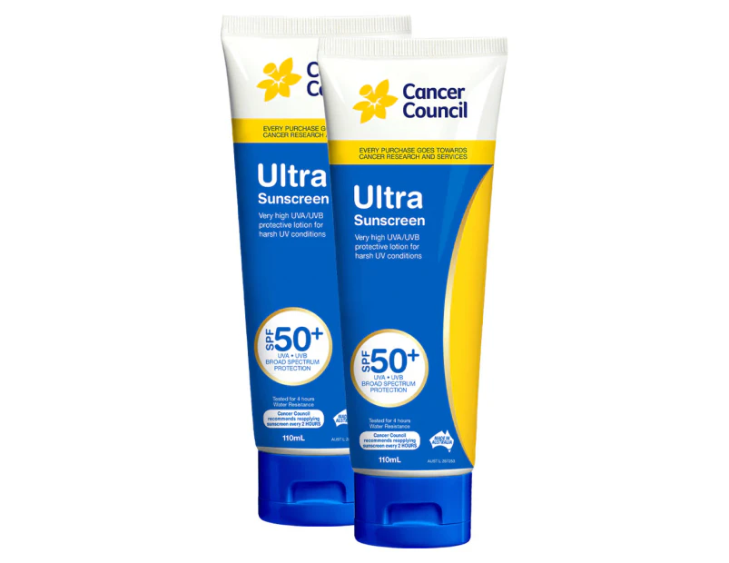 2 x Cancer Council Ultra Sunscreen SPF 50+ 110mL