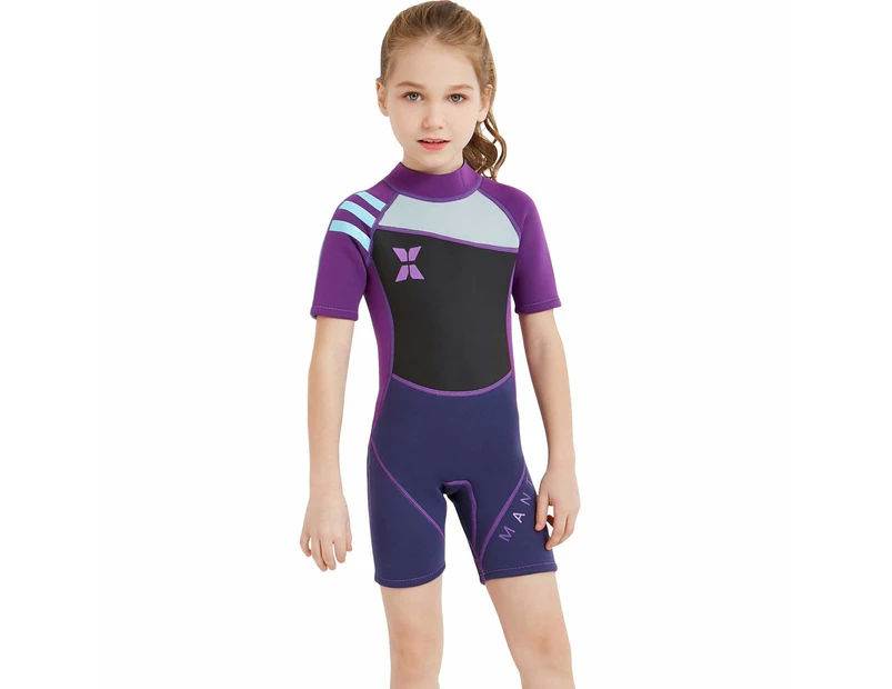 Catzon 2.5mm girls Neoprene Shorty Sleeve Swimwear Back Zip  DIVE&SAIL WS18813 Purple