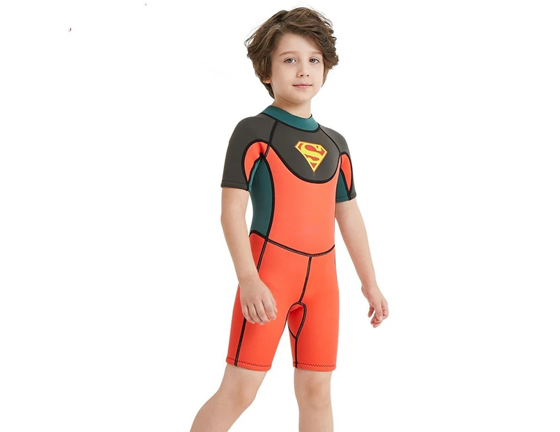 Catzon 2.5MM kid's 1-piece Short Sleeved sunscreen wetsuit DIVE&SAIL WS18812 Orange