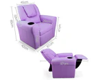 Artiss Kids PU Leather Reclining Armchair - Purple