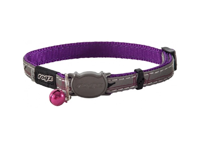 Rogz Nightcat Safeloc Collar Purple Budgie