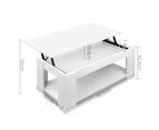 Artiss Lift Up Top Mechanical Coffee Table - White