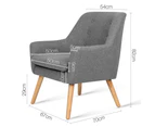 Artiss Armchair Tub Single Dining Chair - GREY