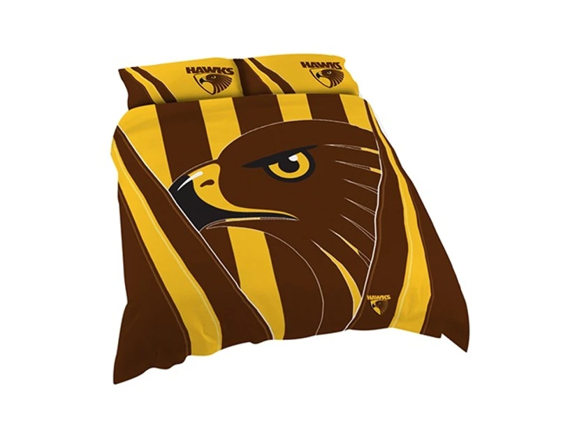 Hawthorn Hawks AFL KING Bed Quilt Doona Duvet Cover & Pillow Cases Set *NEW*