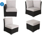 Black Harmonia Wicker Outdoor Lounge Dining Set With Grey Cushion Cover