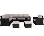 Black Orlando 2-In-1 Outdoor Lounge Dining Setting With Dark Grey Cushion Cover