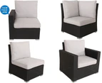 Black Orlando 2-In-1 Outdoor Lounge Dining Setting With Grey Cushion Cover