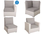 White Orlando 2-In-1 Outdoor Lounge Dining Setting With Grey Cushion Cover