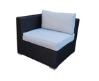 Black Ellana Outdoor Corner Lounge Suite With White Cushion Cover