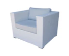 White Endora Corner Outdoor Wicker Furniture Lounge With Coffee Cushion Cover