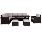 Brown Orlando 2-In-1 Outdoor Lounge Dining Setting With Grey Cushion Cover