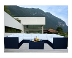 Black Grand Jamerson Modular Outdoor Furniture Setting With Grey Cushion Cover