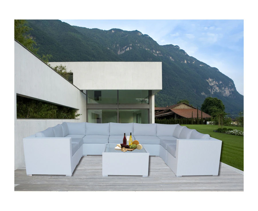 White Grand Jamerson Modular Outdoor Furniture Setting With Coffee Cushion Cover