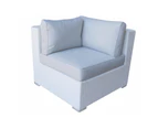 White Endora Corner Outdoor Wicker Furniture Lounge With White Cushion Cover