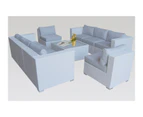 White Grand Jamerson Modular Outdoor Furniture Setting With Grey Cushion Cover