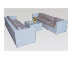 White Grand Jamerson Modular Outdoor Furniture Setting With Dark Grey Cushion Cover