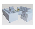 White Grand Jamerson Modular Outdoor Furniture Setting With Dark Grey Cushion Cover