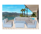 White Majeston Modular Outdoor Furniture Lounge With Beige Cushion Cover