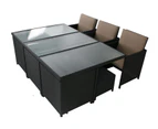 Black Centra 12 Seater Wicker Outdoor Dining Furniture With Grey Cushion Cover
