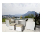 White Miller 8 Seater Wicker Outdoor Dining Set With White Cushion Cover