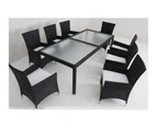 Black Millana 8 Seater Wicker Outdoor Dining Setting With Grey Cushion Cover