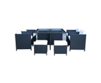 Black Miller 8 Seater Wicker Outdoor Dining Set With Beige Cushion Cover