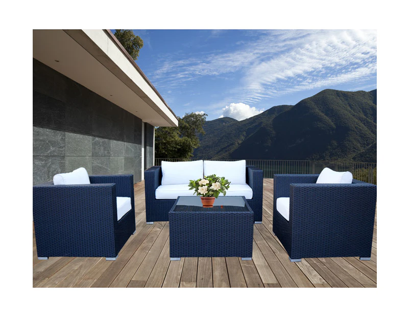 Black Osiana 5 Piece Outdoor Furniture With Dark Grey Cushion Cover