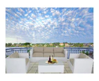 White Brighton Balcony Outdoor Lounge Suite With White Cushion Cover