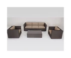 Brown Brighton Balcony Outdoor Lounge Suite With Beige Cushion Cover