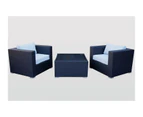 Black Modena 3 Piece Outdoor Setting With White Cushion Cover