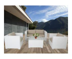 White Osiana 5 Piece Outdoor Furniture With Coffee Cushion Cover