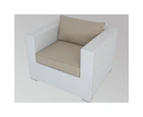White Brighton Balcony Outdoor Lounge Suite With White Cushion Cover