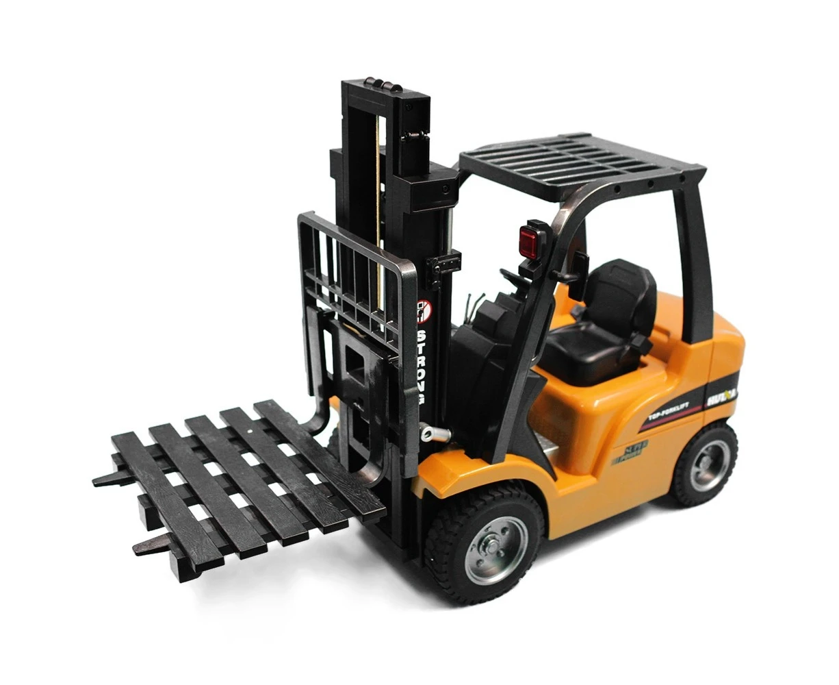 1577 110 big scale metal 2-in-1 RC Forklift Truck / Crane RTR 2.4GHz 8CH / 360 Degree Rotation / Auto Demonstration / LED Light  - Black and Brown