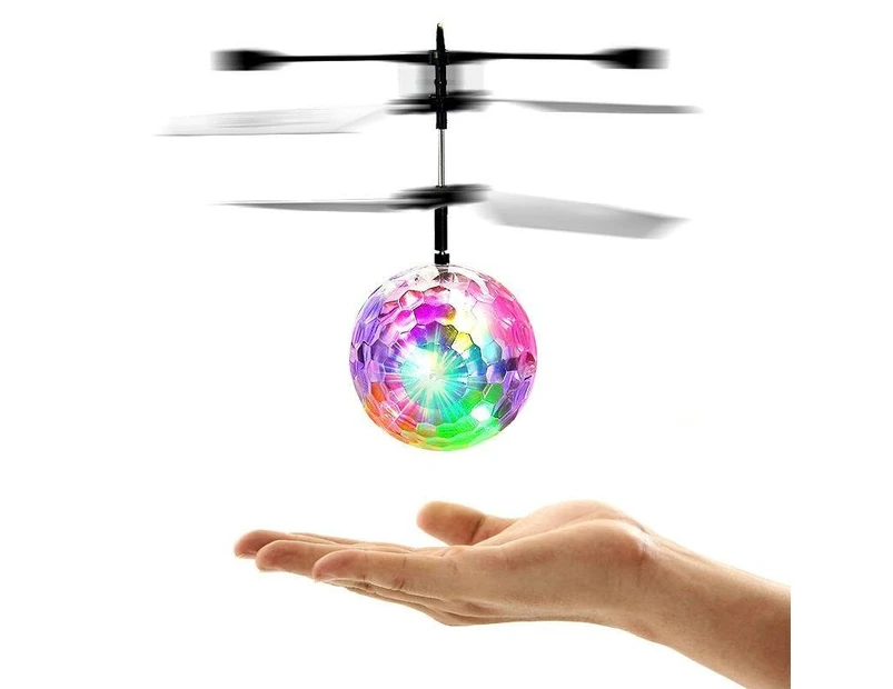 Induction Colorful Lamp Flash Flying Ball Helicopter Toy for Kids  - White